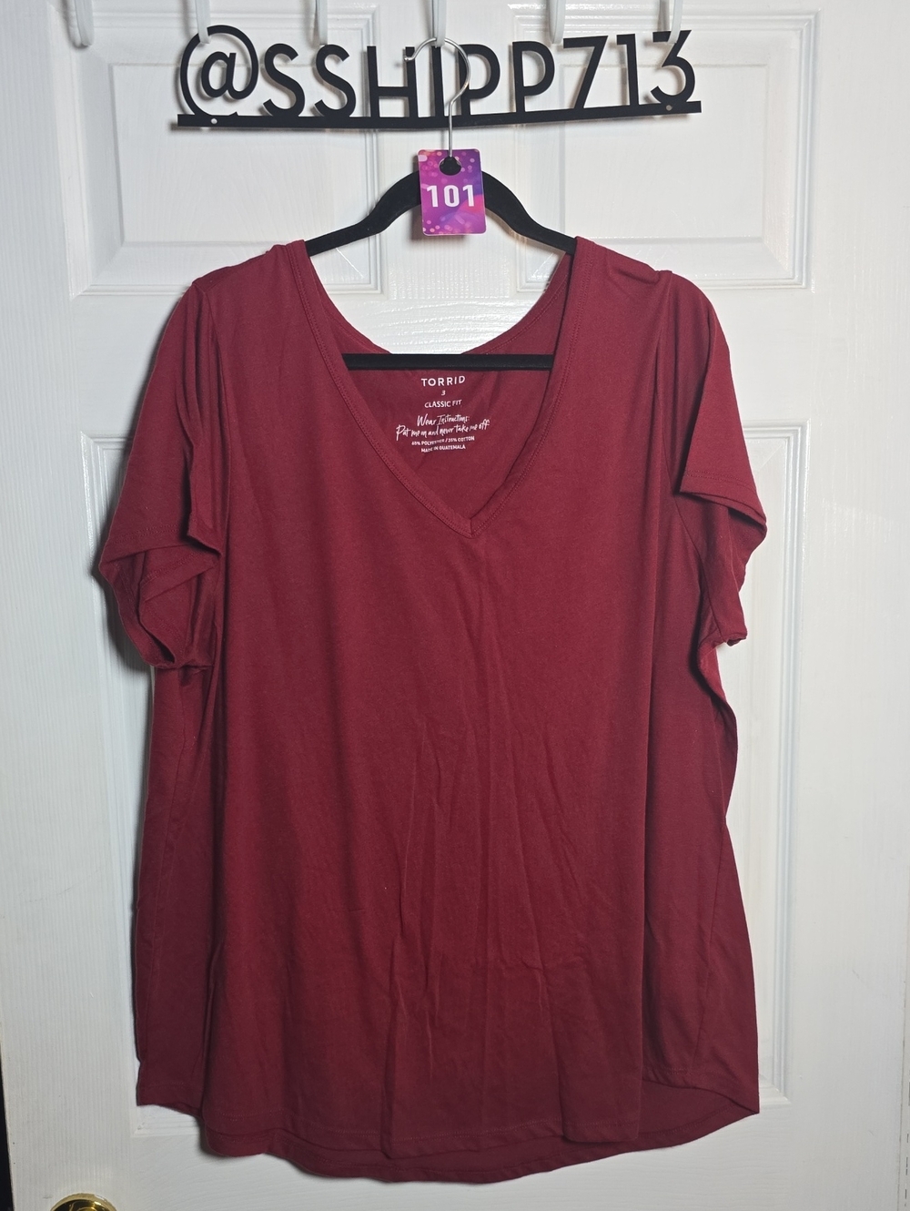 torrid Burgundy V-Neck Short Sleeve Tee - Deep Red